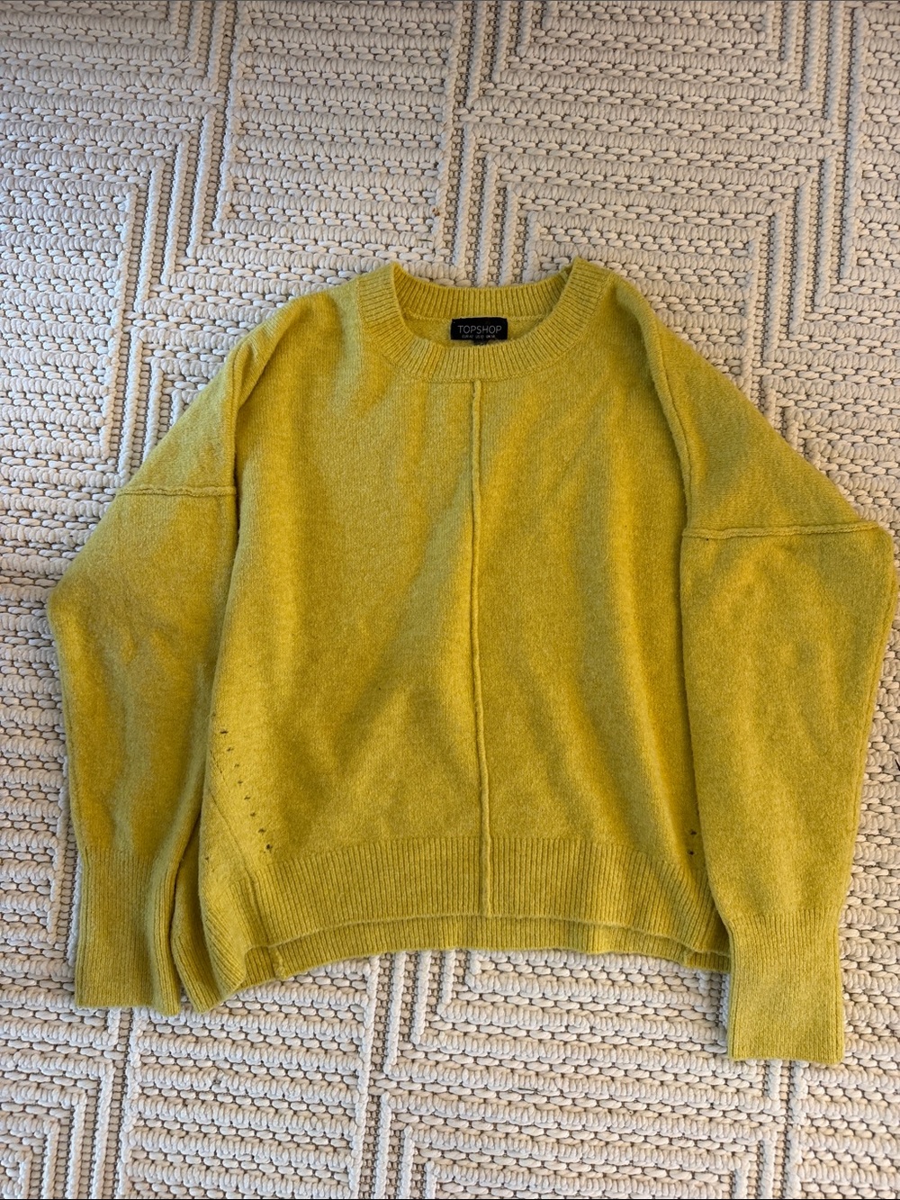 Topshop Olive-Mustard Crewneck Knit Sweater
